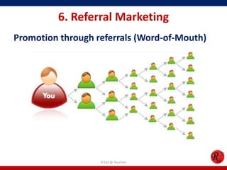 6. Referral Marketing
Promotion through referrals (Word-of-Mouth)
R'tist @ Tourism
 