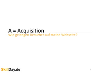 A = Acquisition
Wie gelangen Besucher auf meine Webseite?
10
 