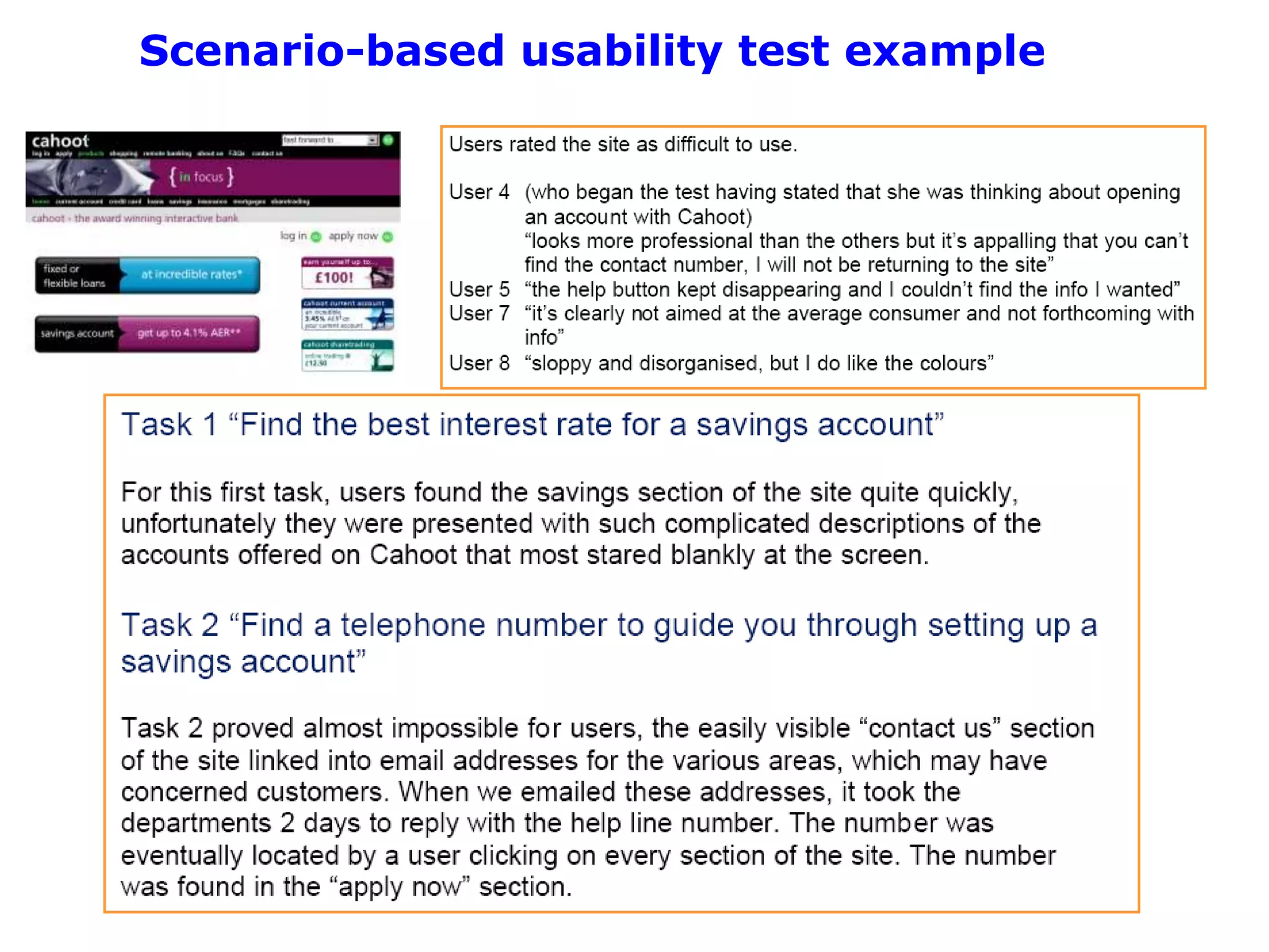Scenario-based usability test example
 