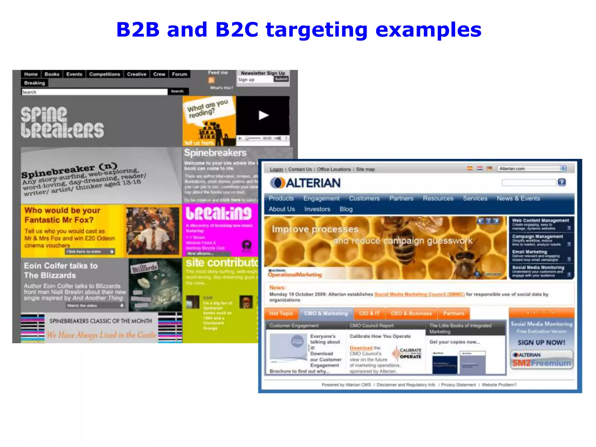 B2B and B2C targeting examples
 