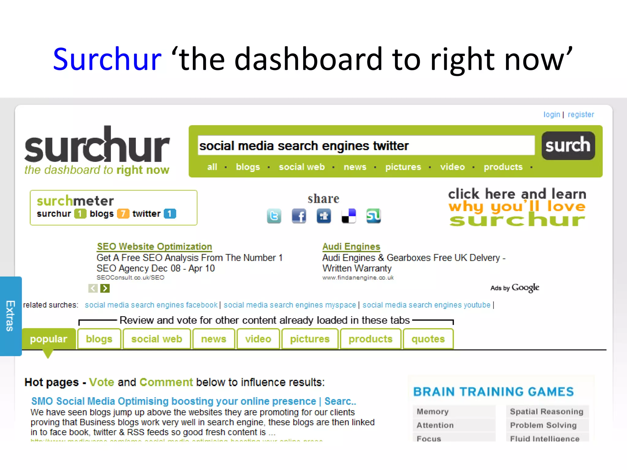Surchur ‘the dashboard to right now’