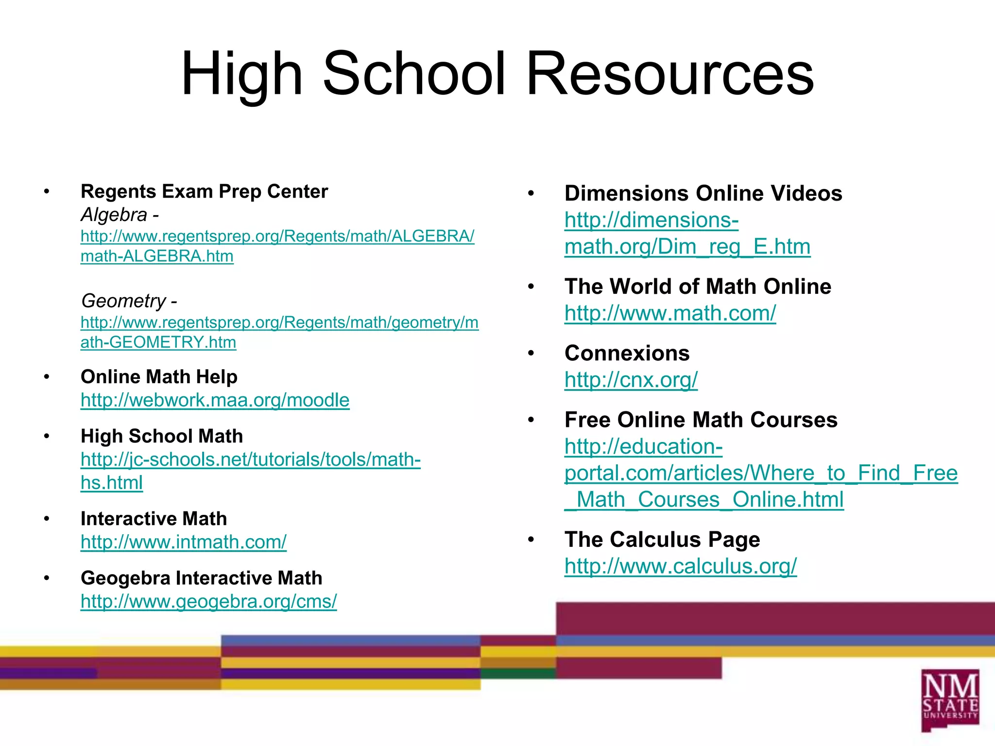 Resource for this Webinarhttp://retapedia.pbworks.com/Teaching-Online-Math