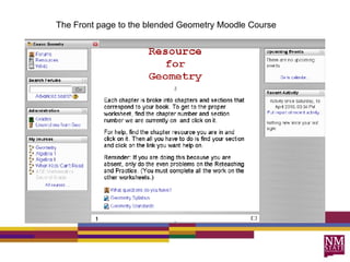 The Front page to the blended Geometry Moodle Course