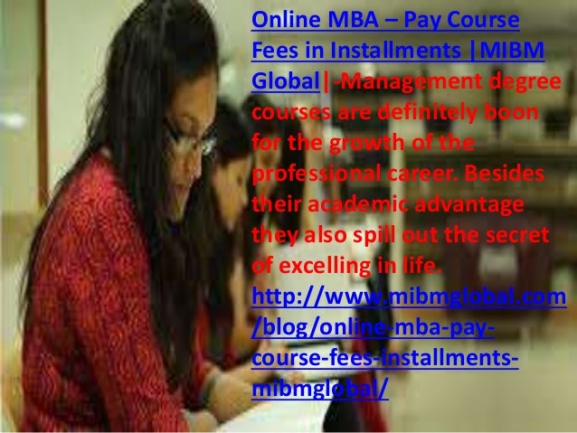 Online Mba Pay Course Fees In Installments In Noida