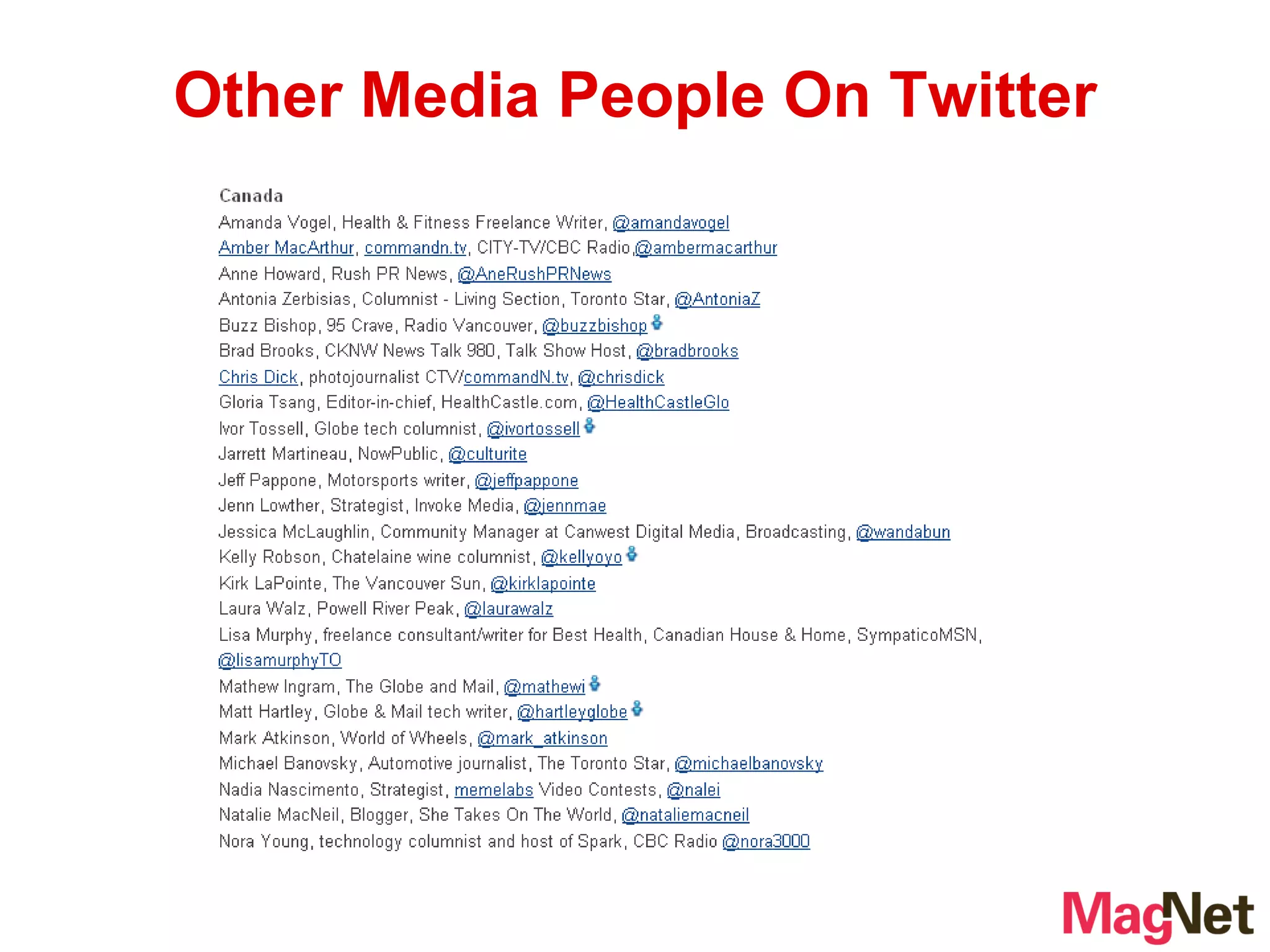 Other Media People On Twitter 