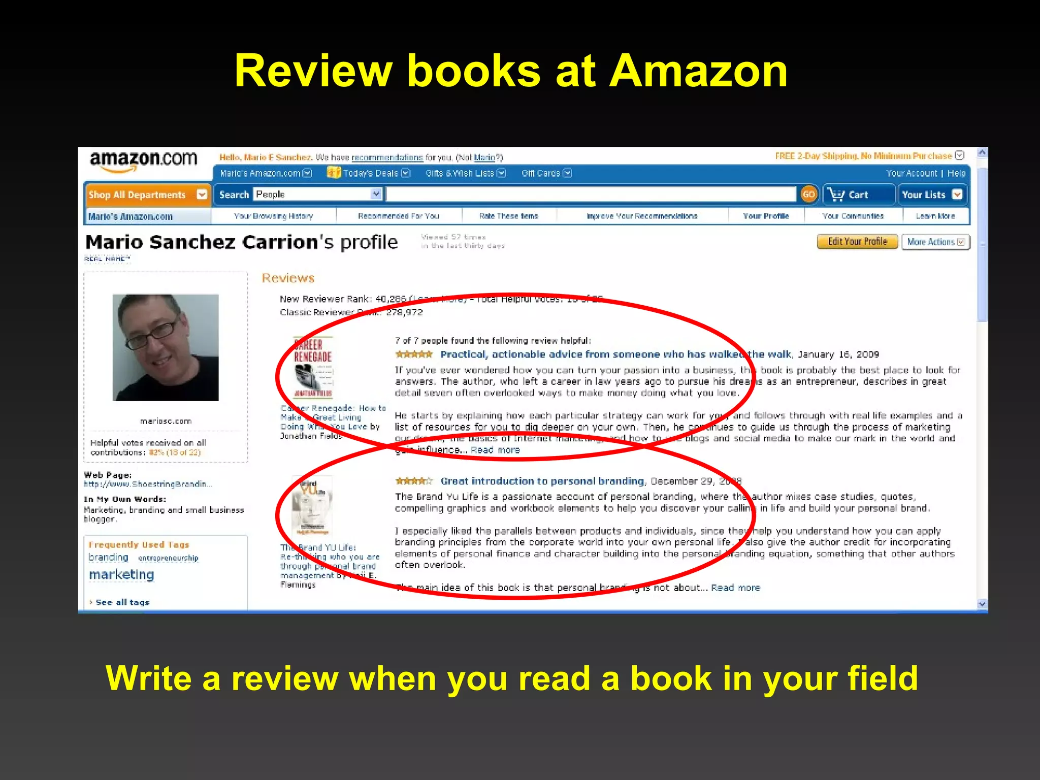 Review books at Amazon Write a review when you read a book in your field 