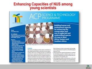 15
Enhancing Capacities of NUS among
young scientists
 