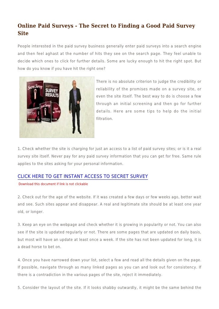 Online Paid Surveys The Secret To Finding A Good Paid Survey - 