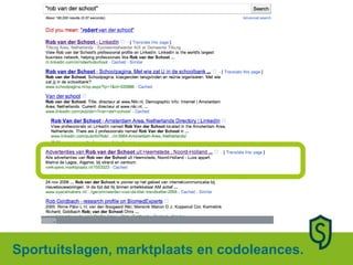 Sportuitslagen, marktplaats en codoleances. 