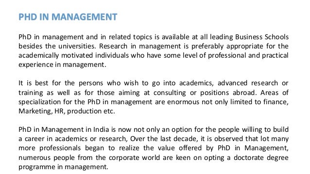 online phd in management in india