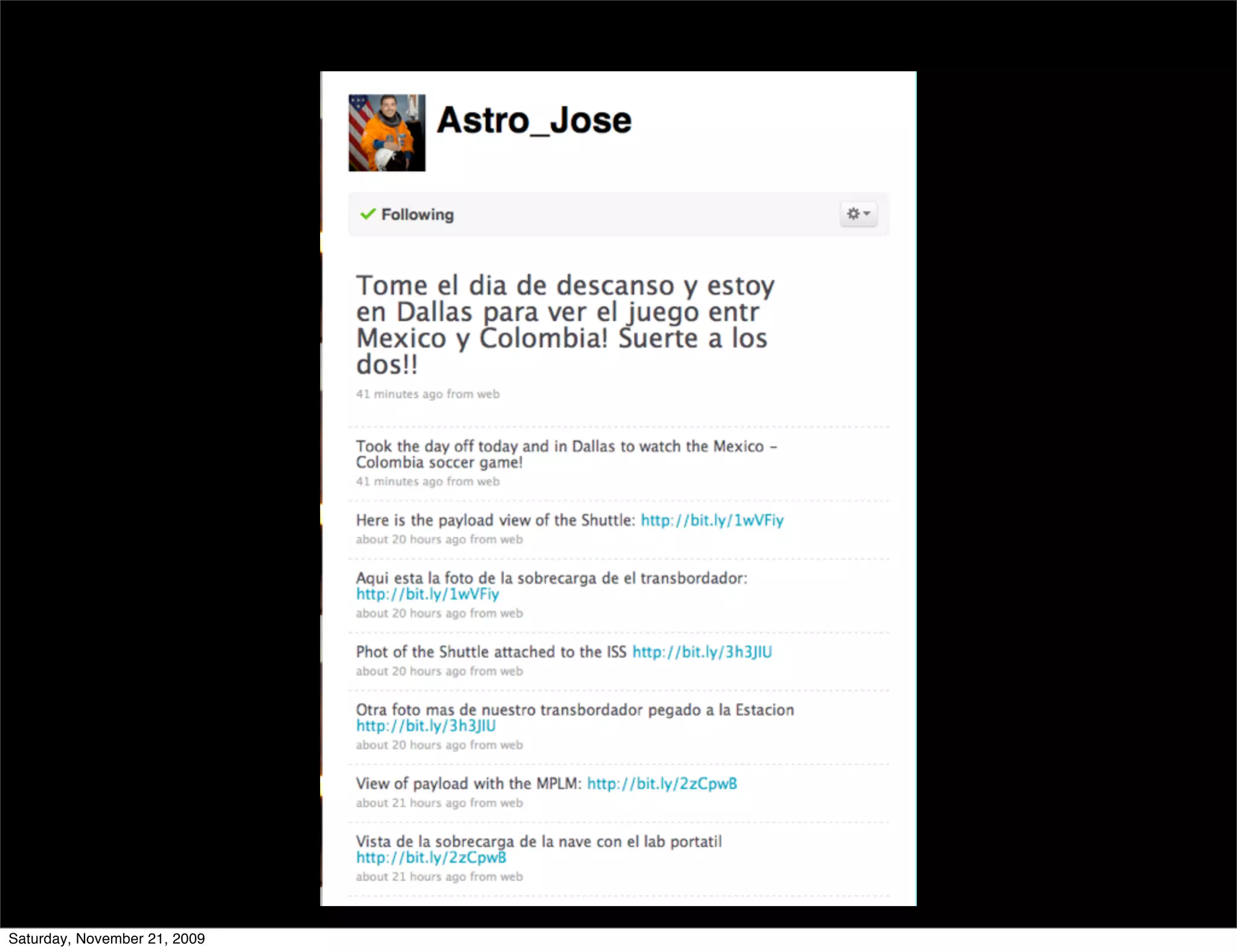 Saturday, November 21, 2009
 