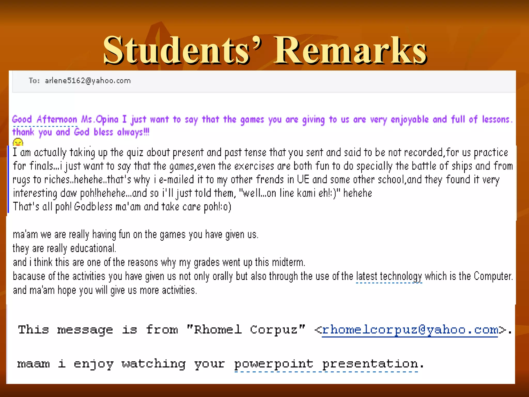 Students’ Remarks 