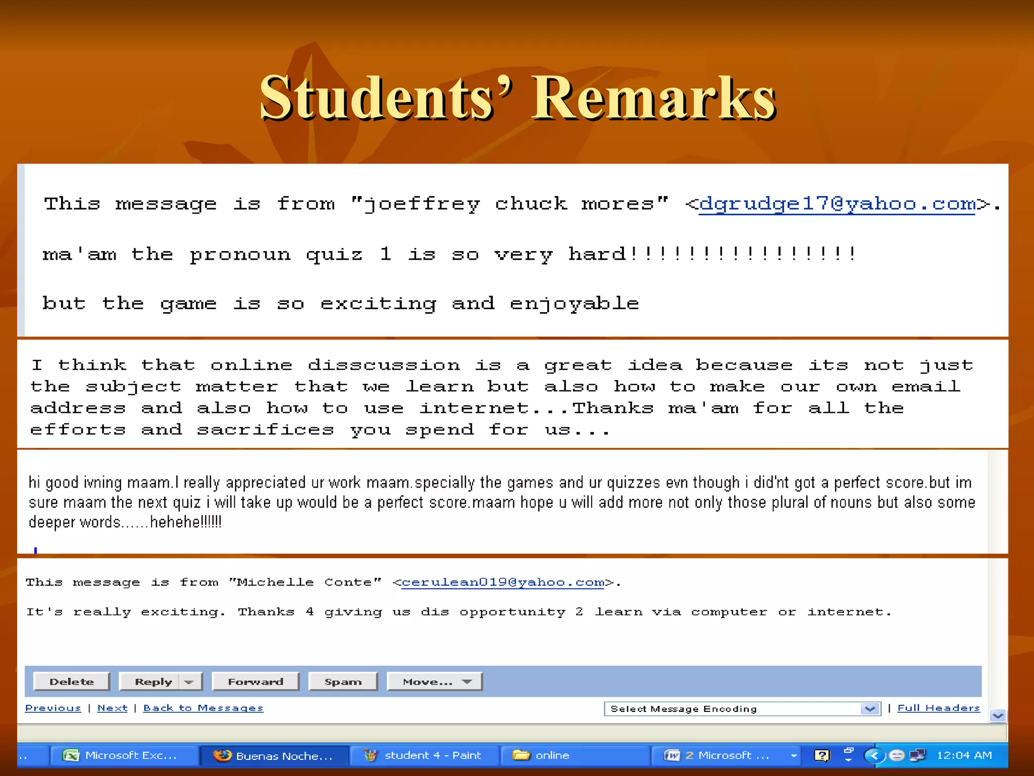 Students’ Remarks 