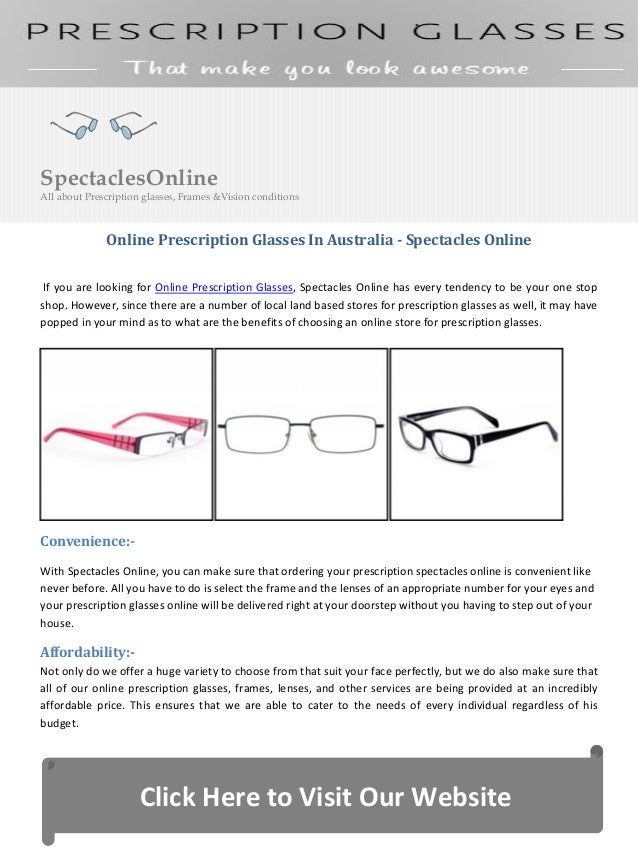 Online Prescription Glasses In Australia Spectacles Online