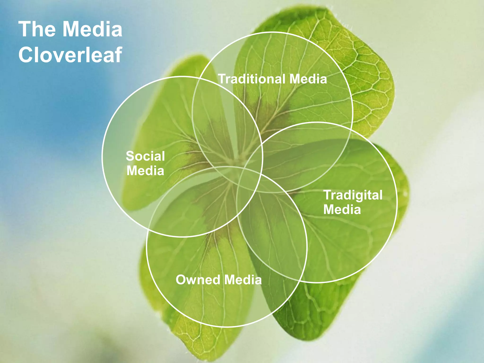 Traditional Media
Tradigital
Media
Owned Media
Social
Media
The Media
Cloverleaf
 