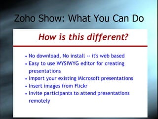 Zoho Show: What You Can Do 
