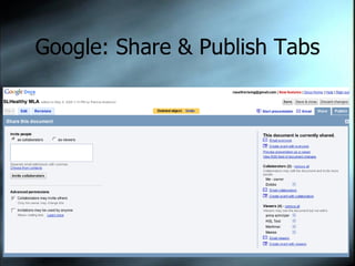 Google: Share & Publish Tabs 