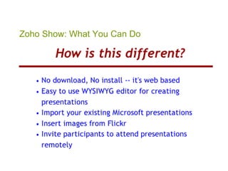 Zoho Show: What You Can Do
 