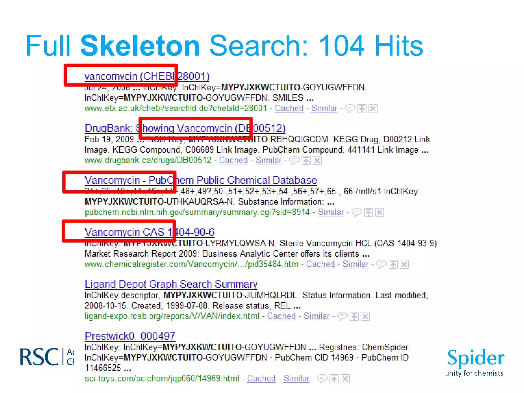 Full  Skeleton  Search: 104 Hits 