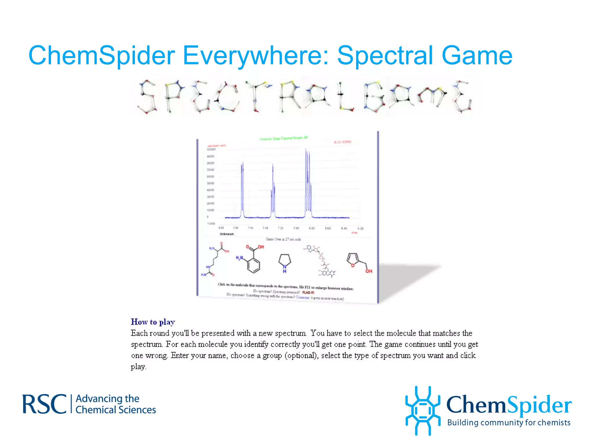 ChemSpider Everywhere: Spectral Game 