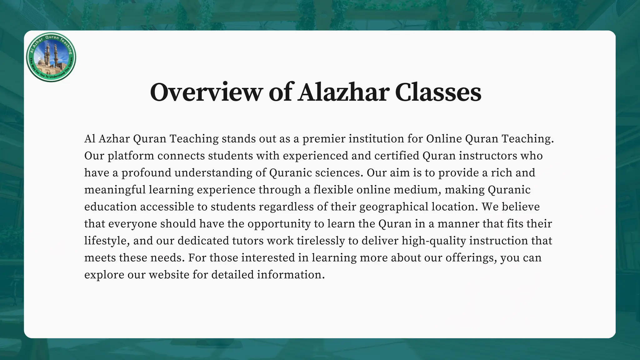 Online Quran Teaching with Al Azhar Quran Teaching | PPT