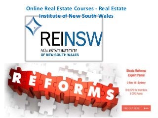 Online Real Estate Courses - Real Estate
Institute of New South Wales
 