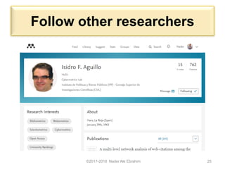 Follow other researchers
©2017-2018 Nader Ale Ebrahim 25
 