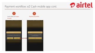 Payment workflow: eZ Cash mobile app cont.
5
Verify details and Select
Proceed
6
Payment successful!
 