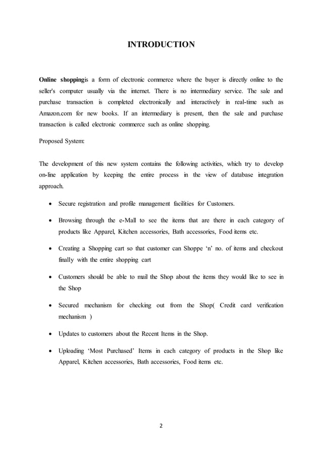 Online Shopping project report PDF