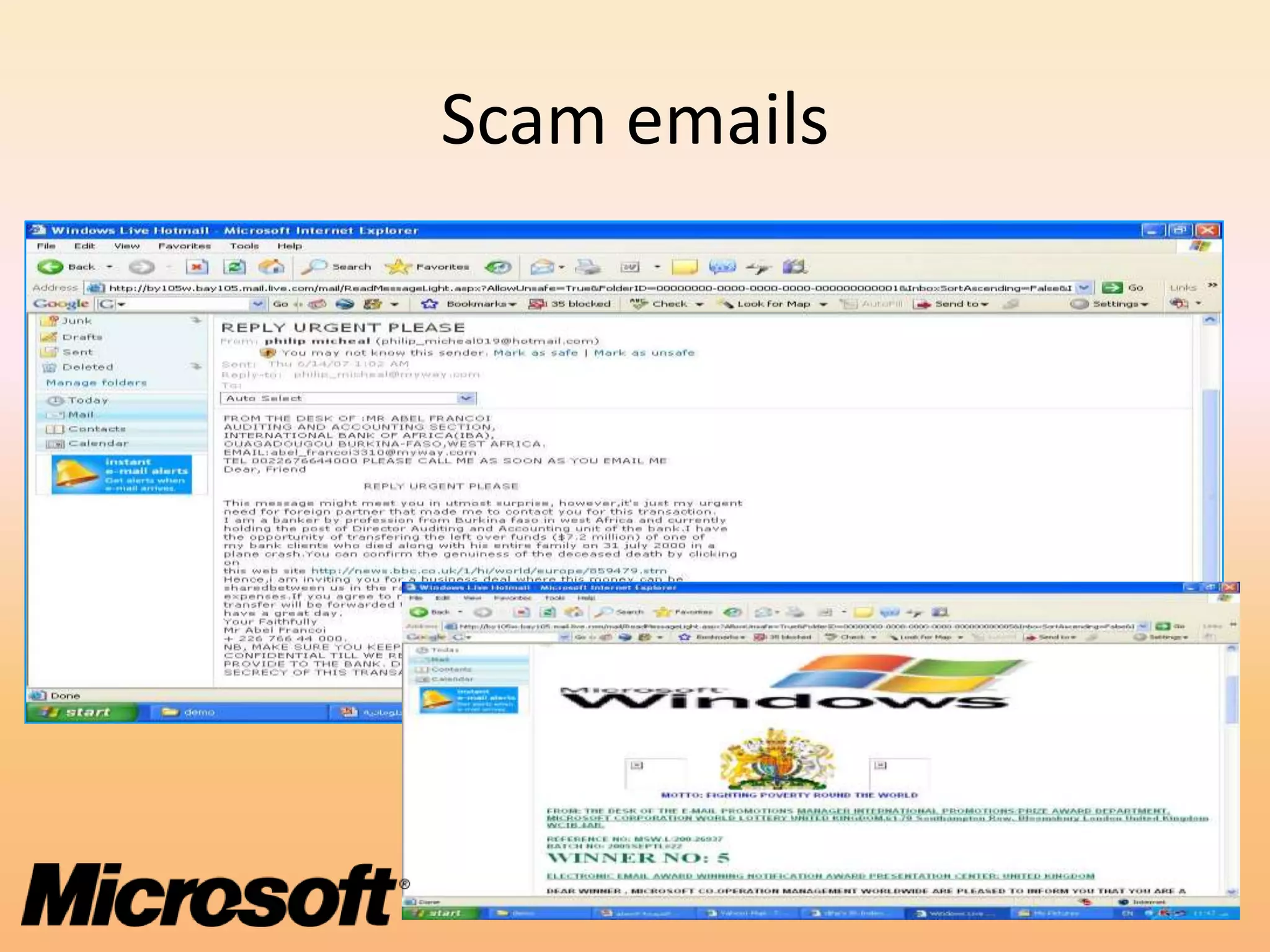 Scam emails
 