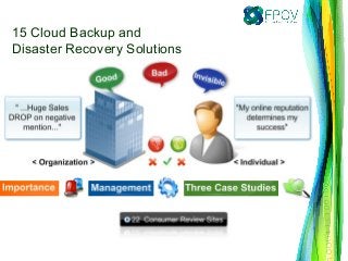 15 Cloud Backup and
Disaster Recovery Solutions
 