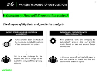 Question 5: How will E-reputation evolve? 
#6 
VANKSEN RESPONDS TO YOUR QUESTIONS 
The dangers of Big Data and predictive ...