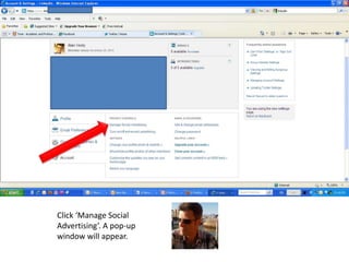 Click ‘Manage Social Advertising’. A pop-up window will appear.