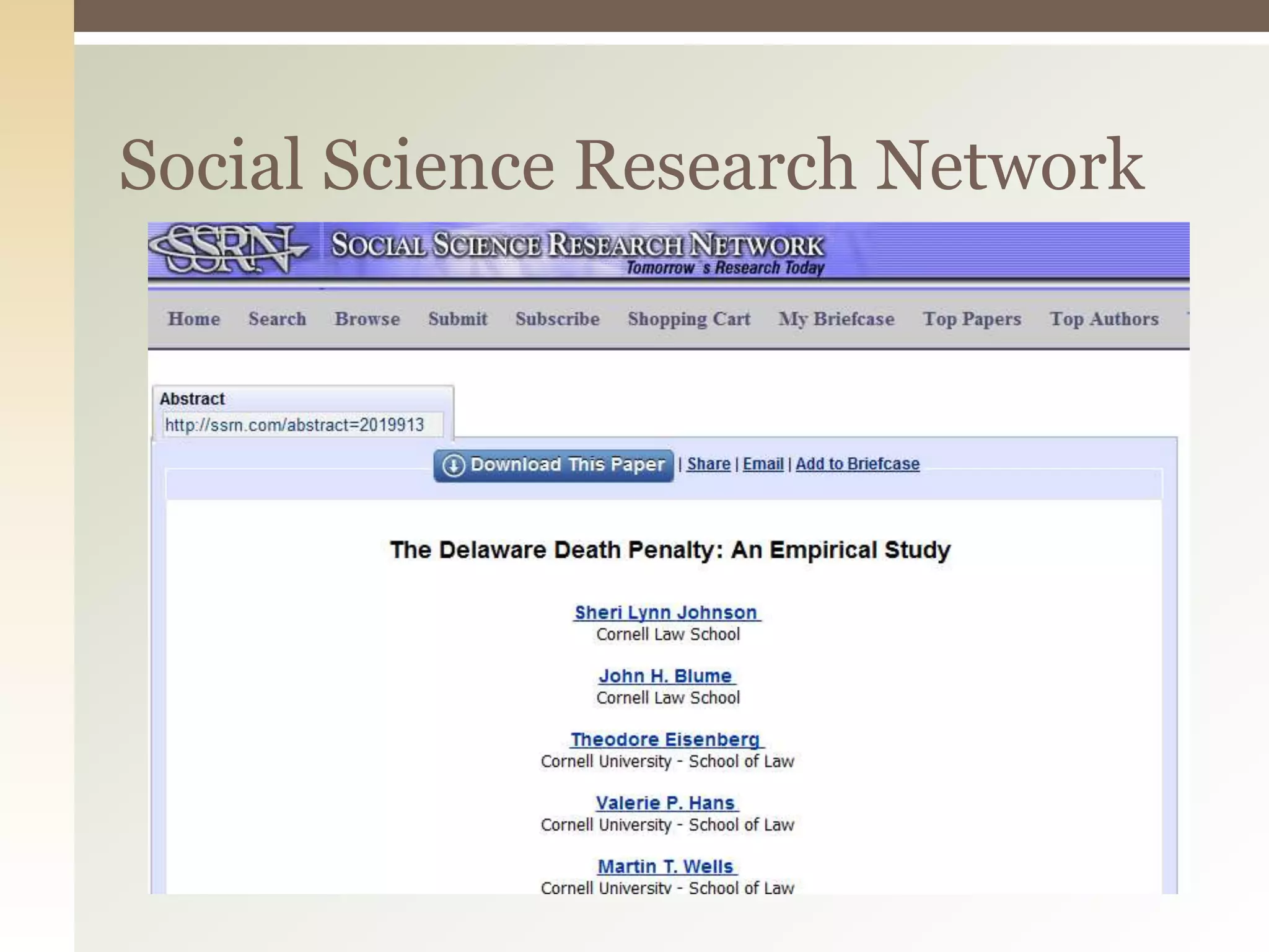 Social Science Research Network
 