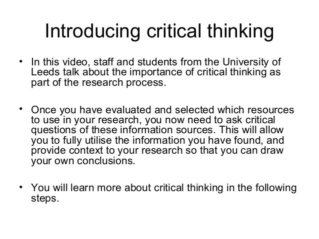 Importance of critical thinking in research