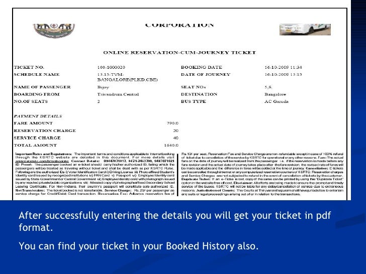 format of bus ticket