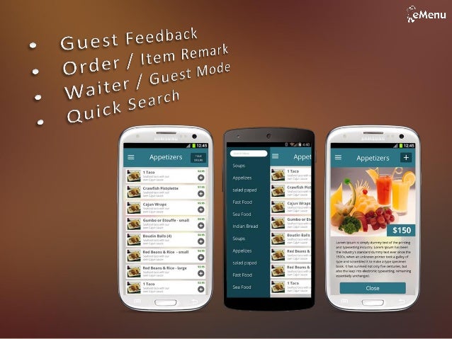 online restaurant menu