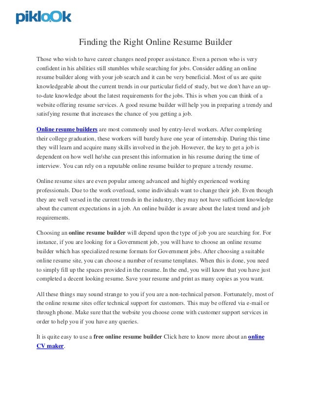 online resume builders resume builders online
