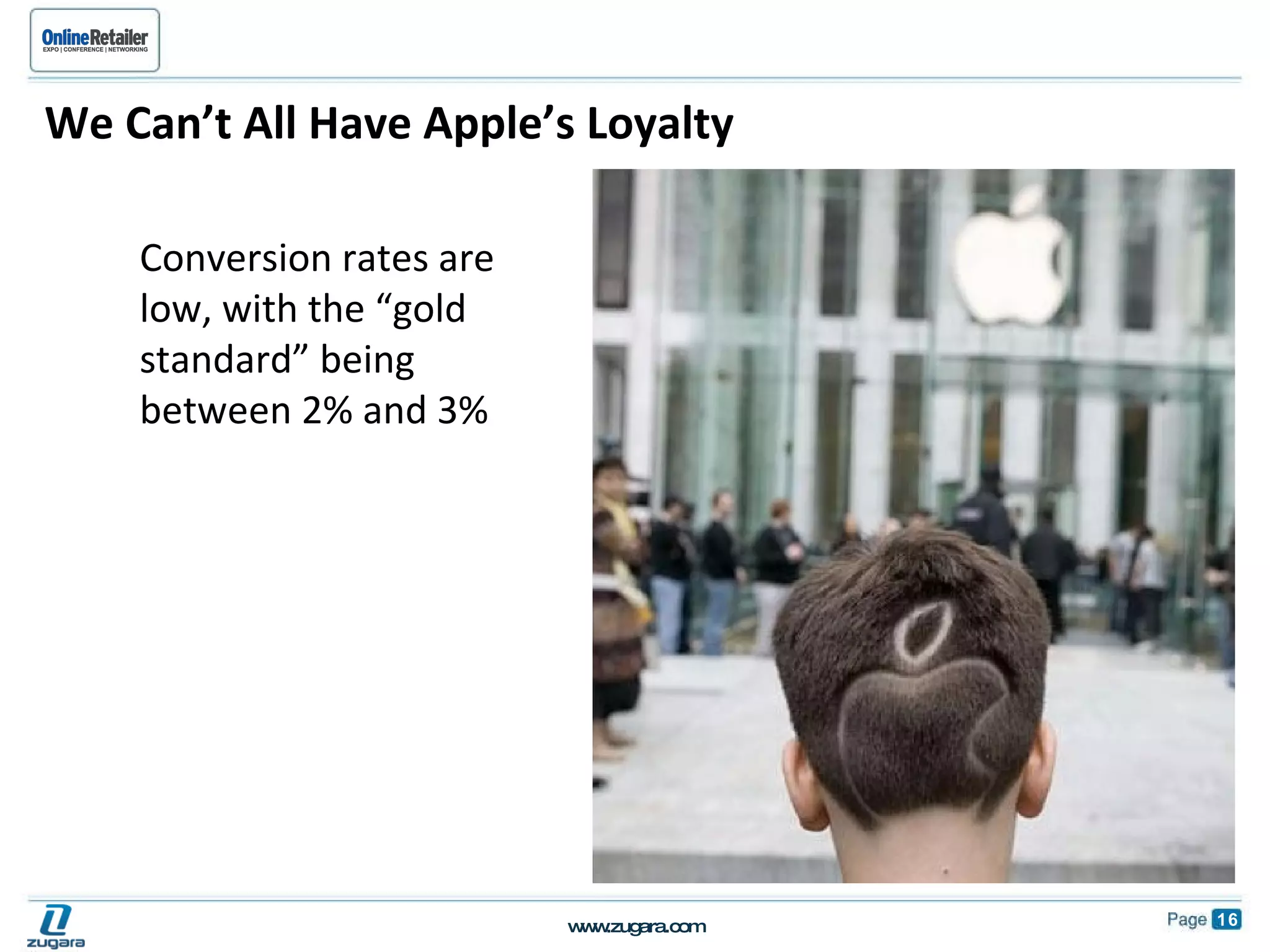 We Can’t All Have Apple’s Loyalty Conversion rates are low, with the “gold standard” being between 2% and 3% 