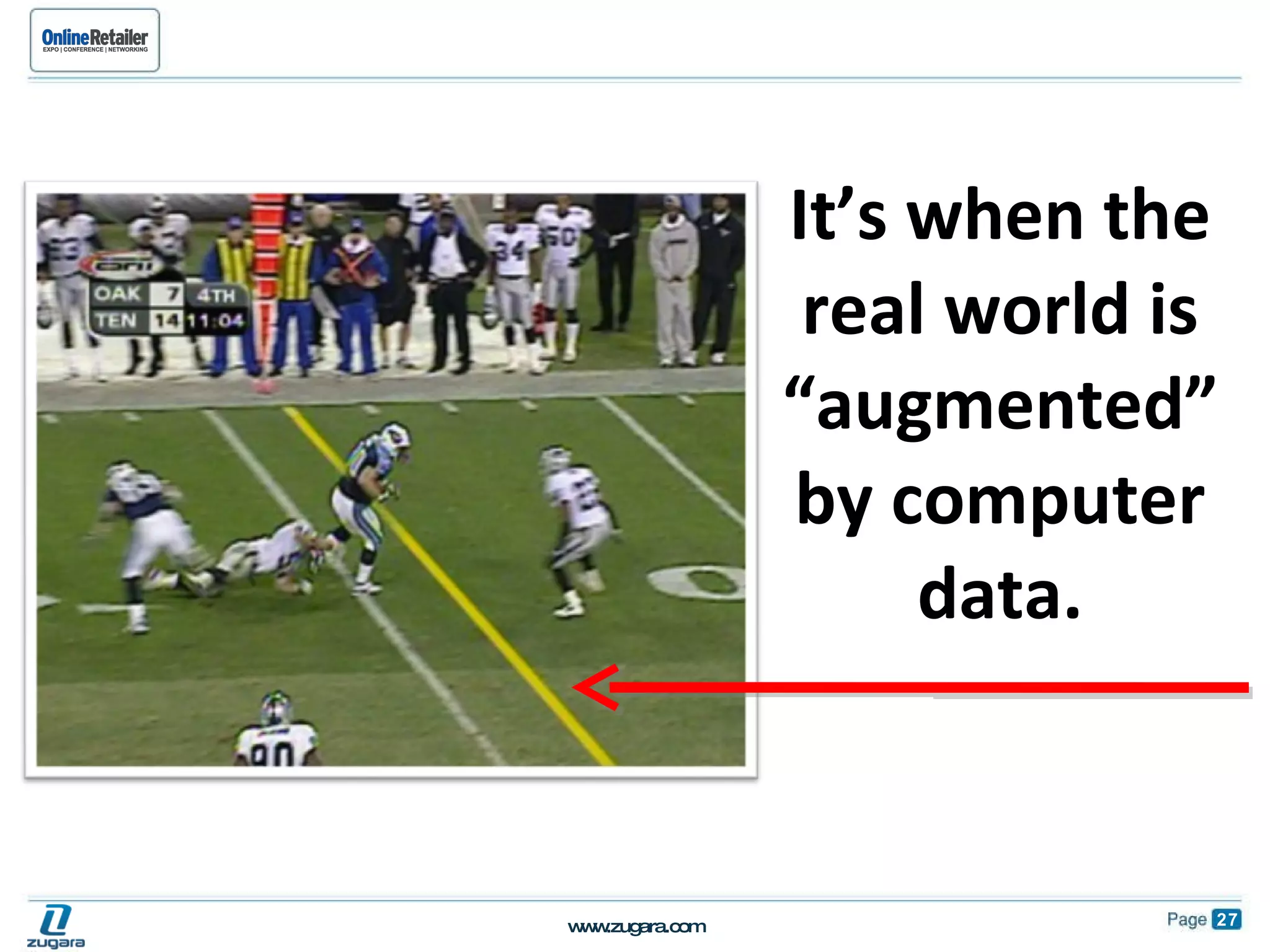 It’s when the real world is “augmented” by computer data. 