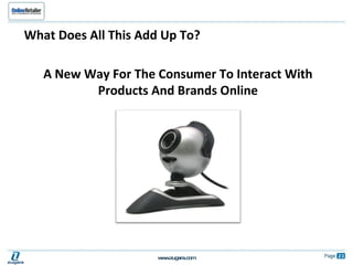 What Does All This Add Up To? A New Way For The Consumer To Interact With Products And Brands Online 