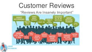 Customer Reviews
“Reviews Are Insanely Important”
 