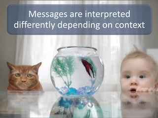 Messages are interpreted
differently depending on context
 