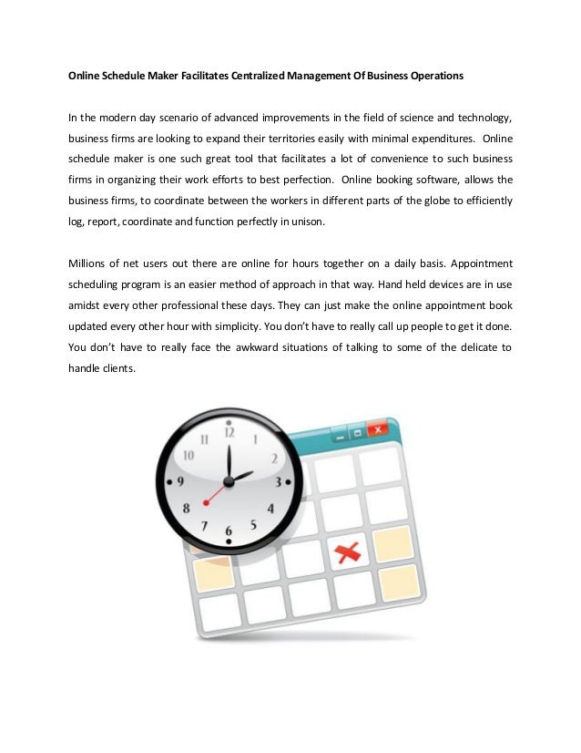 online schedule maker facilitates centralized management of business schedule maker