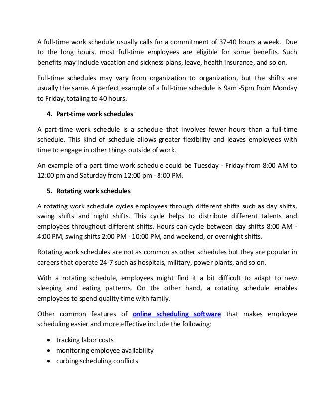 online scheduler 5 different types of employee work schedules schedules work