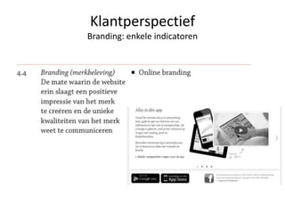 Klantperspectief
Branding: enkele indicatoren
 