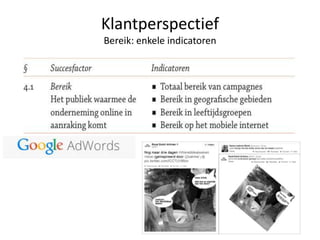 Klantperspectief
Bereik: enkele indicatoren
 