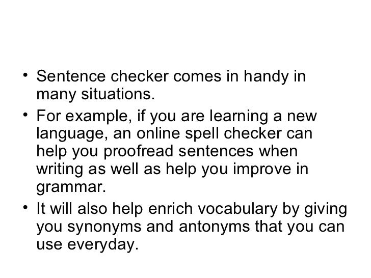 Online sentence checker