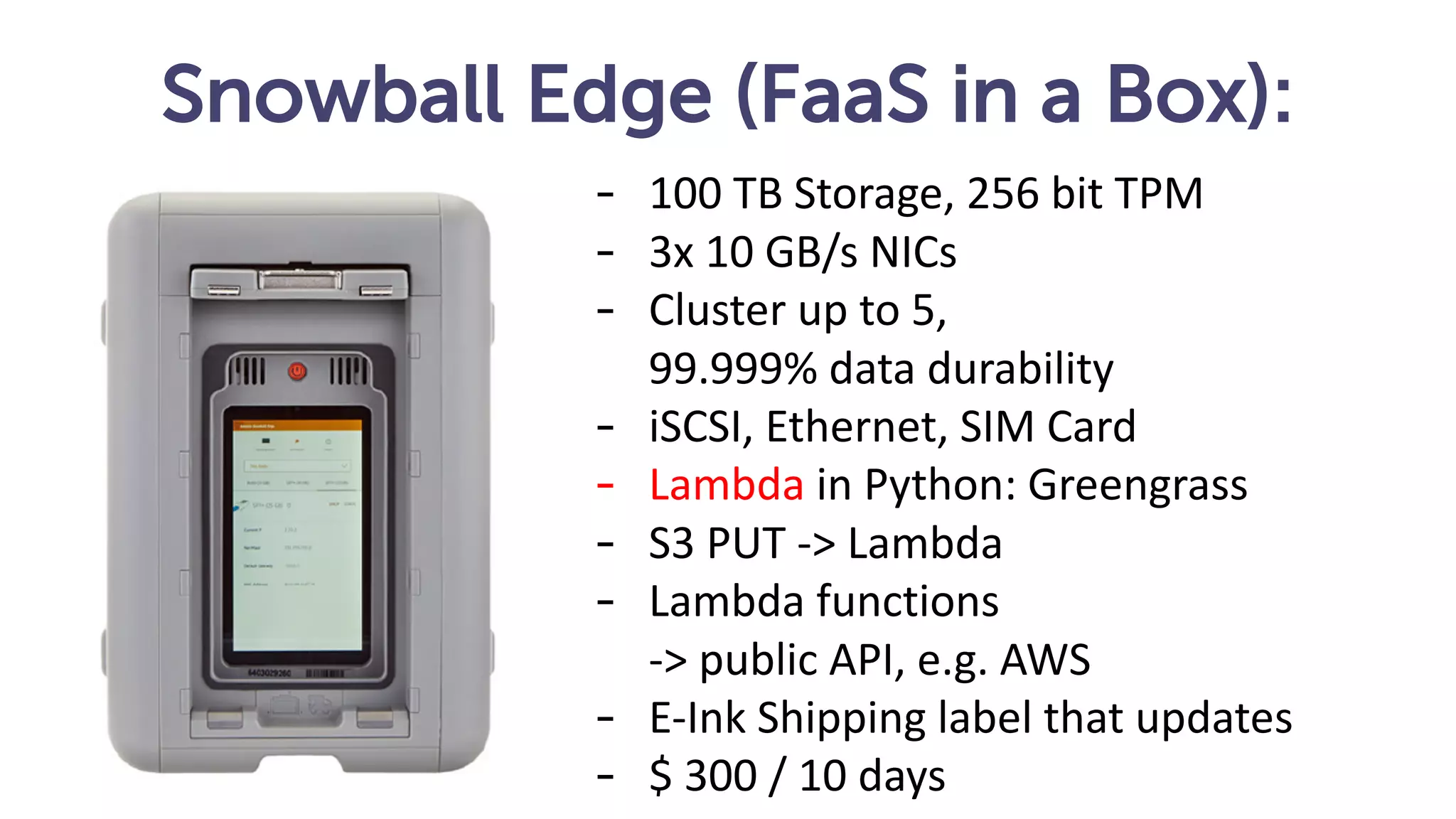 TL;DR #serverless / #FaaS ”Serverless” ∋ FaaS / all major clouds / event driven / stateless / true pay per use / automatic scalability / integrates with other CS / vendor lock in? / -> cross-cloud frameworks emerge / 𝛌 could be the new µ! @frankmunz 