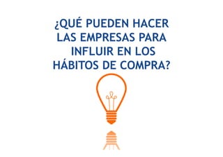 ¿QUÉ PUEDEN HACER
LAS EMPRESAS PARA
INFLUIR EN LOS
HÁBITOS DE COMPRA?
 